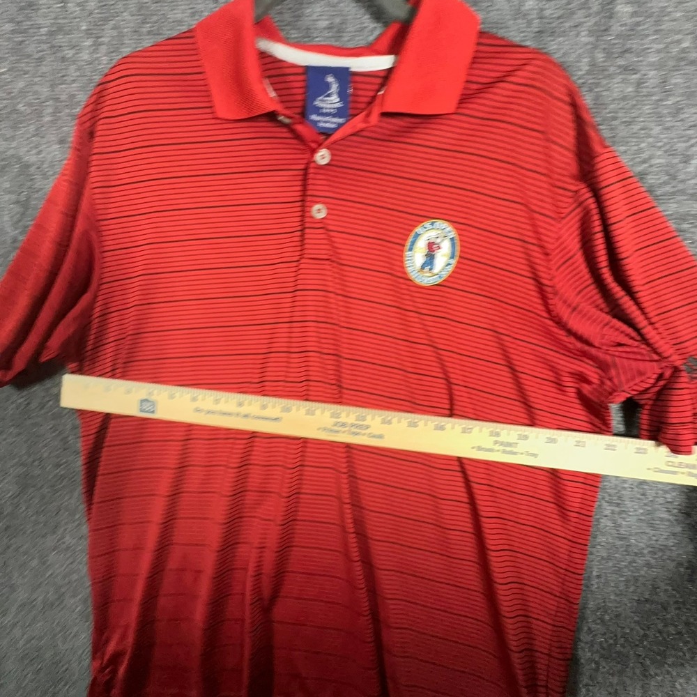 Adidas Pinehurst 1895 US Open 2014 Golf Polo Shirt Mens Large Red Black Striped - Picture 12 of 13